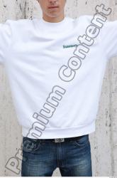 Upper Body Man White Casual Sweater Average